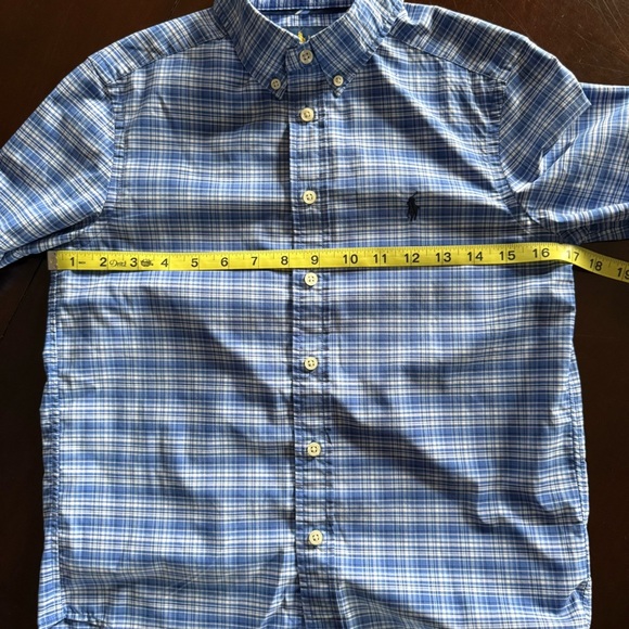 Ralph Lauren Performance Blue Plaid Boy's Medium 10-12 Button Down Spring Shirt - Picture 5 of 10
